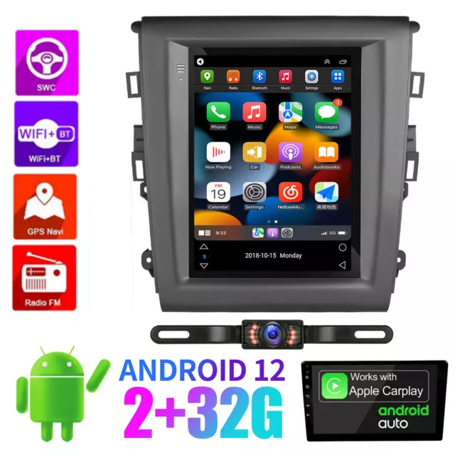 Car Radio Player Stereo CarPlay 9.7" Android 12 For 2013-18 Ford Mondeo Fusion