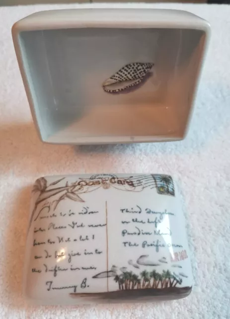 Tommy Bahama 2006 Collectible Porcelain Postcard Storage Box With Lid