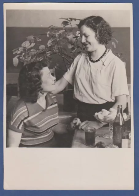 Beautiful Girls at the table, love look Soviet Vintage Photo USSR