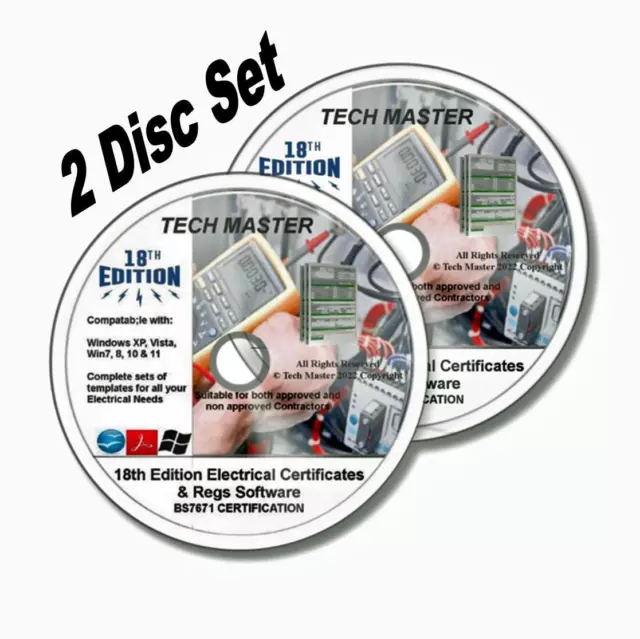 2 Disc Set ELECTRICAL CERTIFICATES 18th EDITION BS7671 DVD Amend 2 & PAT TESTING