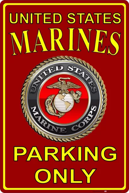 United States Marines Parking Only Sign USMC 8" x 12" Aluminum Metal Sign