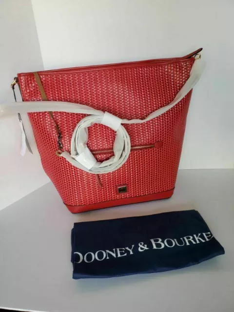 NWT New Dooney & Bourke Camden Woven Hobo Strawberry Red Tote Purse  Ret. $298