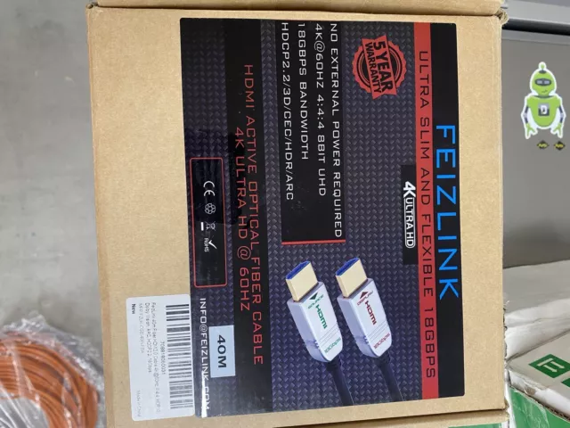 FeizLink 4KULTRA HDMI Cable 40m Fibre Optic High Speed 18Gbps Support