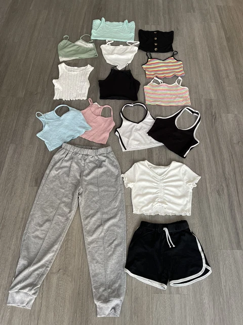 MEGA BUNDLE Girls Age 9 Summer 15 Items!! 12 Cropped Tops / Joggers / Shorts