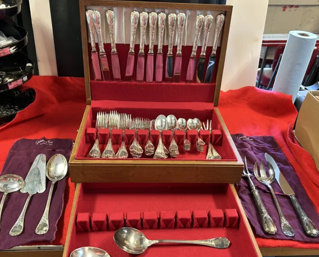 CHRISTOFLE MARLY FRANCE Silver Plated Flatware Set Serving Pieces ...