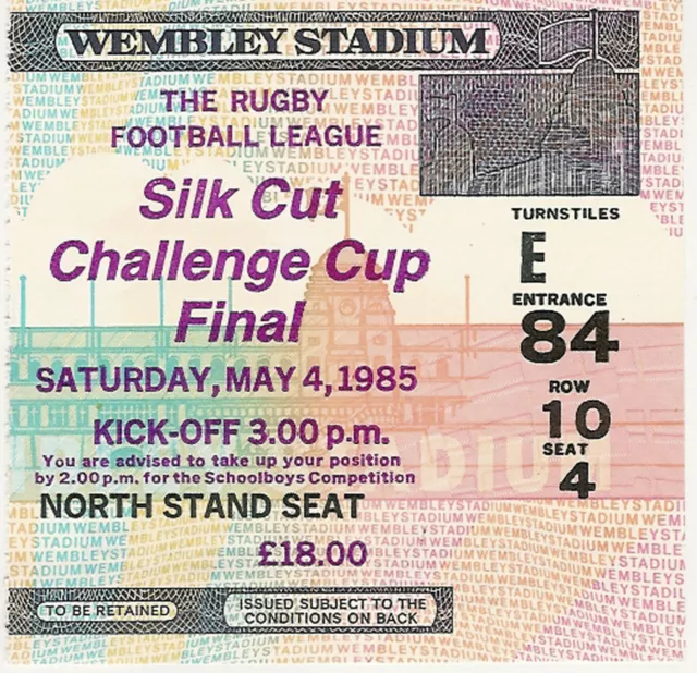Hull v Wigan 4 May 1985 Challenge Cup Final RUGBY LEAGUE TICKET