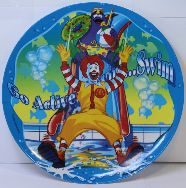 Vintage 2005 McDonald's Ronald McDonald Plate Go Active Swim Swimming Pool