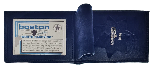 BOSTON LEATHER BILLFOLD STYLE BADGE WALLET: 7 Point Star Cutout (250-S-7003)