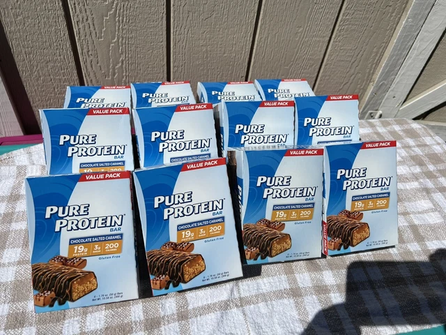 Lote de barras de proteína pura, 12 cajas 6 unidades (72 barras). Sabor caramelo salado chocolate