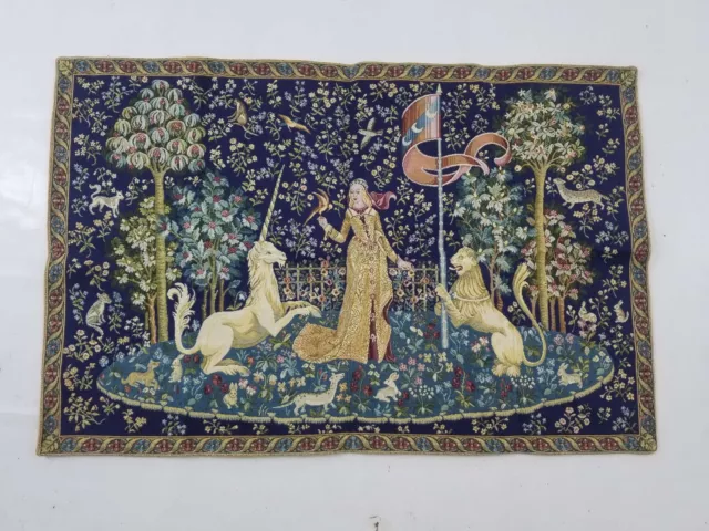Vintage French Royalty Medieval Scene Wall Hanging Tapestry 97x65cm