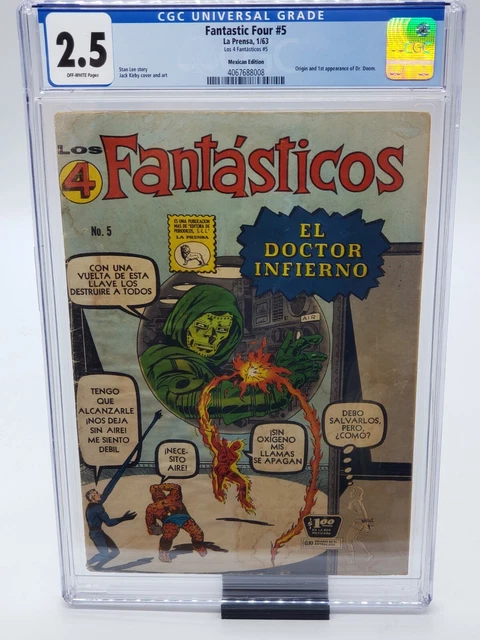 Fantastic Four #5 - CGC 2.5 - 1st app of Dr. Doom in Mexico - La Prensa 1963