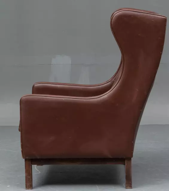 Vintage retro antique Danish mid century armchair lounge chair brown leather MCM