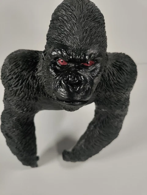 Black Male Gorilla Soft Rubber Animal Figurine 10” Tall great ape large monkey