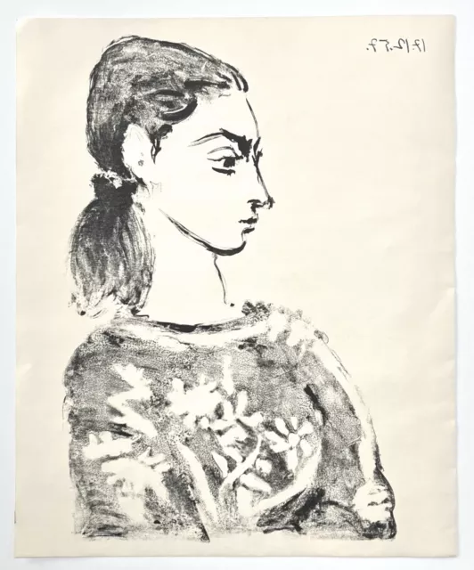 Pablo Picasso Litografía "Mujer Con Flores Corpiño"