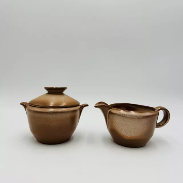 Vintage FRANKOMA Pottery Plainsman Brown Sugar & Creamer W/ Lid Set USA