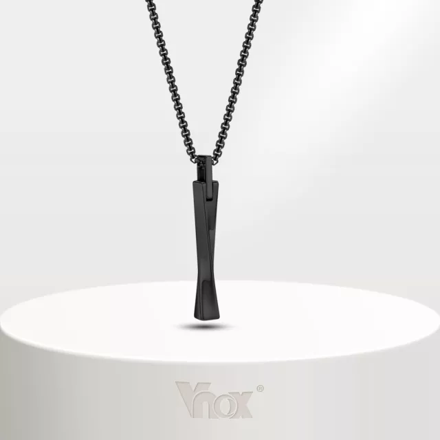 Vnox Geometric Mobius Bar Pendant Necklaces for Men Anti Scratch Tugnsten