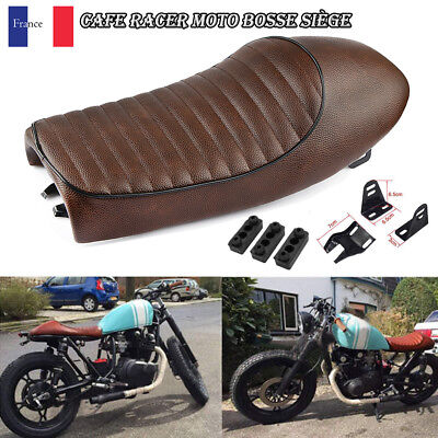 Siège de moto Noir coussin de selle de bosse de siège Vintage en cuir PU de moto adapté pour CG125 Cafe Racer 