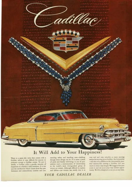 1953 CADILLAC YELLOW Coupe de Ville with sapphire diamond necklace ...