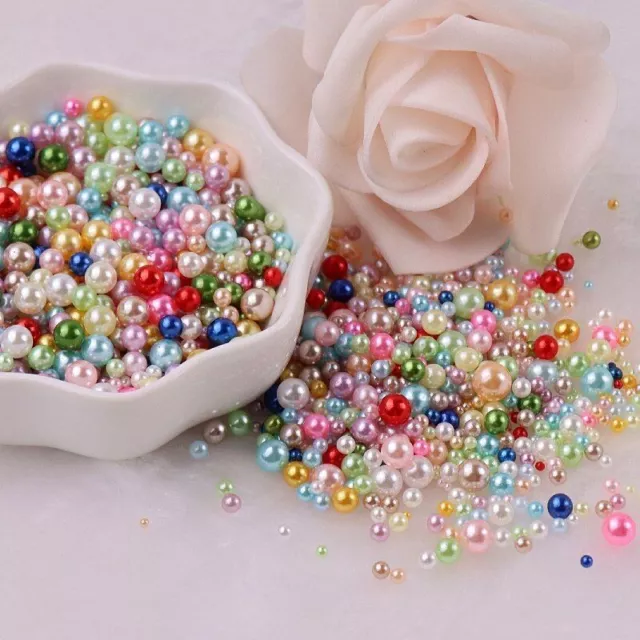2Pack Mix Size 1.5-8mm Beads No Hole Colorful Bead Round Acrylic Pearl Imitation