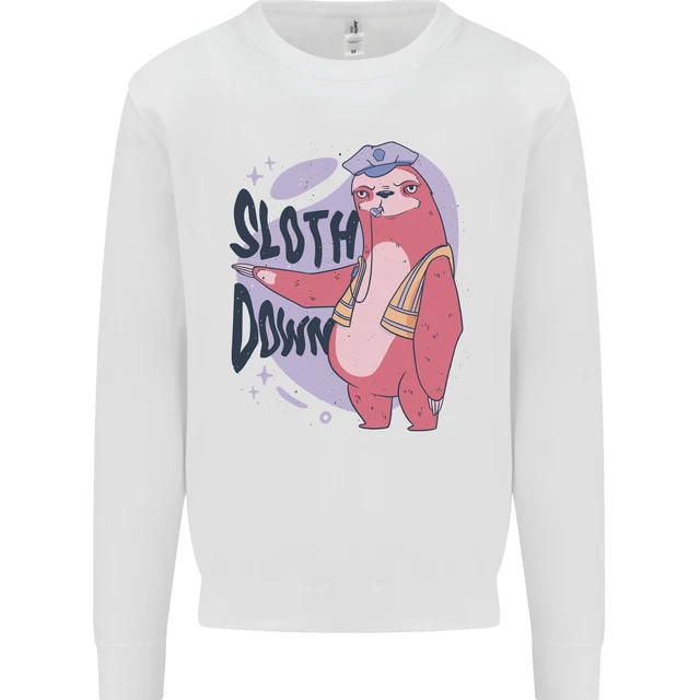Sloth Down Policeman Funny Kids Sweatshirt Jumper