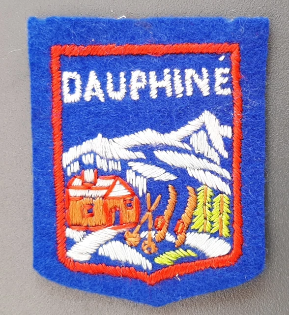 DAUPHINE circa 1960 Patch Ski Montagne Insigne écusson tissu Vintage