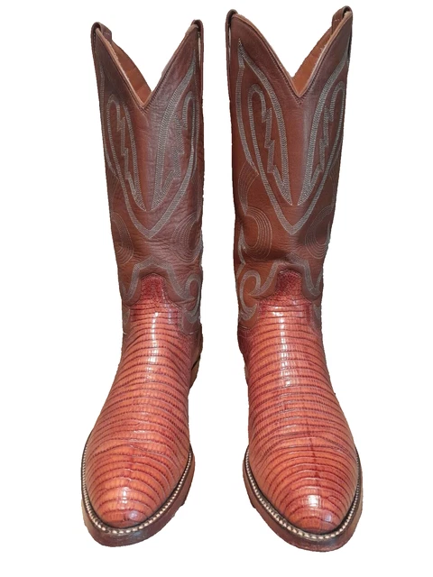 Men's King Exotic Boots Teju Lizard Boots 3x Toe Handcrafted Color White Burnished (495v20728)
