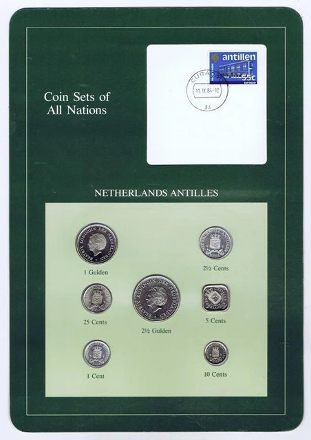 Netherlands Antilles 7 pc Mint Set BU 1982-85 Coin Sets of All Nations stamp