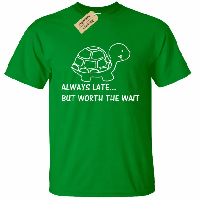 KIDS BOYS GIRLS Always Late Worth The Wait Funny T-Shirt Social Turtle