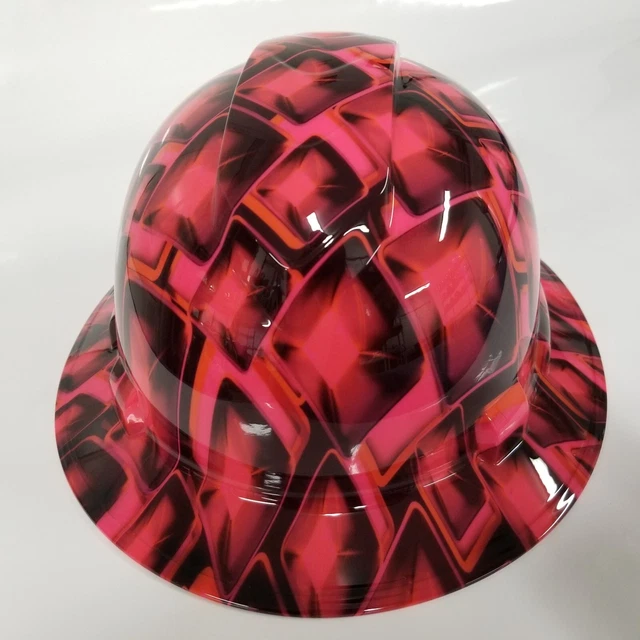 full brim hard hat custom hydro dipped IN HOT PINK HOLLYWOOD FLASH CUBES  NEW