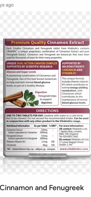 Vitabiotics Diabetone Plus Tablets | Cinnamon & Fenugreek With 23 Nutrients - View #4
