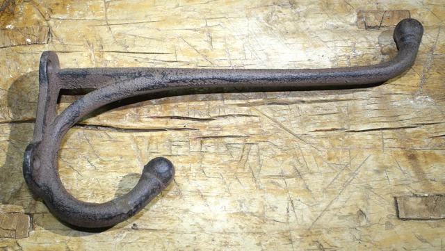 3 HUGE Cast Iron Western Cowboy Tack Saddle Style Coat Hooks Hat Hook Rack