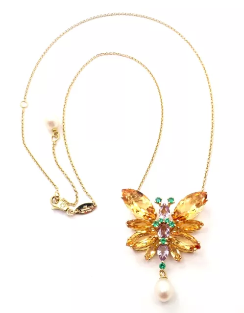 Authentic! Dolce & Gabbana Spring 18k Yellow Gold Citrine Butterfly Necklace