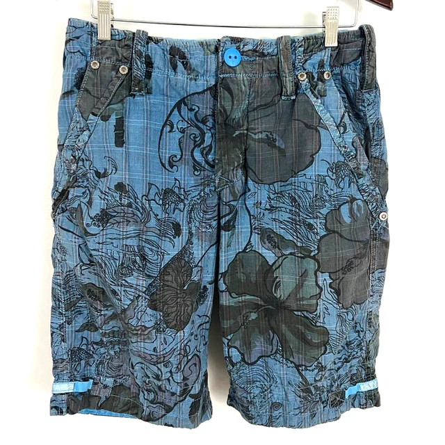 JETLAG Organic Sanforized Blue Plaid Print Shorts Men size 30