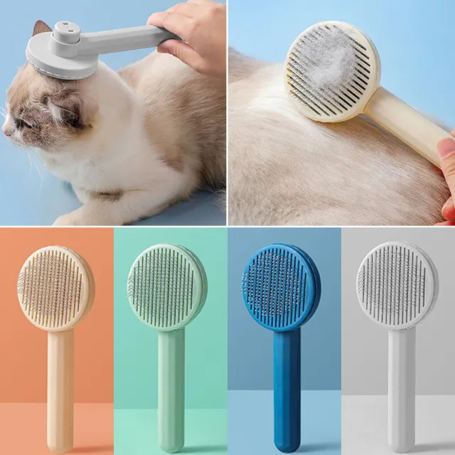 Pet Hair Remover Dog Cat Comb Grooming Massage Deshedding Self Cleaning Brush U+