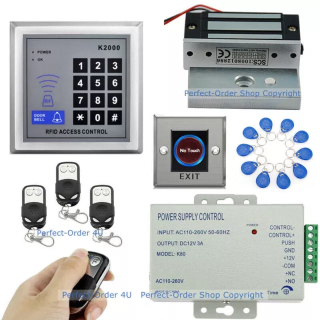 125KHZ RFID Card Door Access Control Kit+ 60KG Magnetic Lock+ IR Touchless Exit