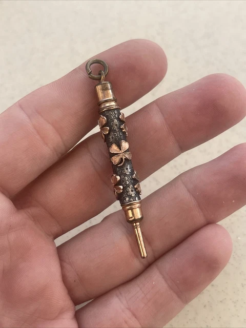 Porte-mine Crayon Pendentif Châtelaine En Or 18 Carats - Début XXe Siècle - Occasion