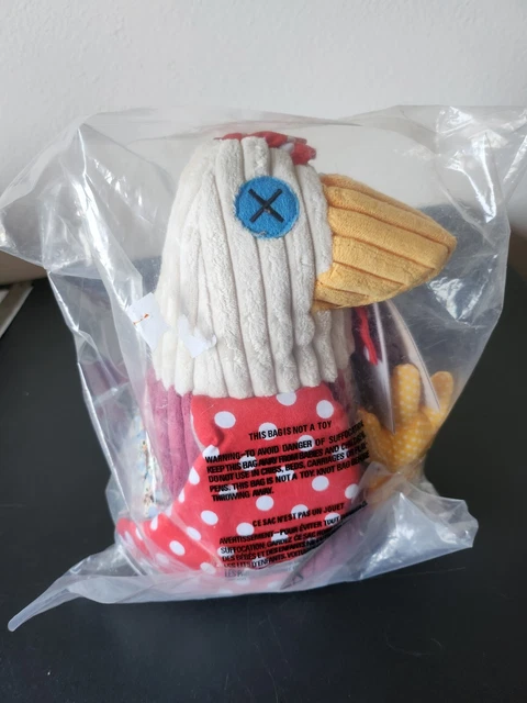 Les Deglingos Chicken Hen 10.5" Plush Corduroy Stuffed Toy Animal NWT in Bag
