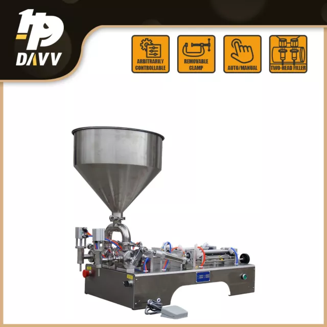 Liquid / Paste Filling Machine Double Heads Pneumatic Piston Filler Sauce/Cream