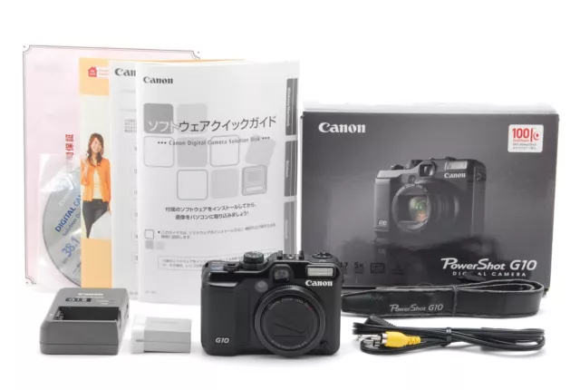[MINT W/BOX] Canon Power Shot G10 14.7MP Digital Camera Black w/Strap From JAPAN