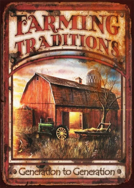 OLD TRACTOR FARMHOUSE Rustic Look Vintage Tin Metal Sign Man Cave, Shed-Garage