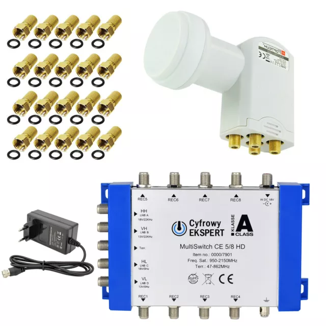 TechniSat Multischalter 5/8 SAT Multiswitch + OPTICUM Quattro LNB ► 8 Teilnehmer