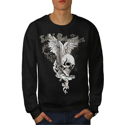 Wellcoda Gothic Skull Vintage Mens Sweatshirt, Horror Casual Pullover Jumper