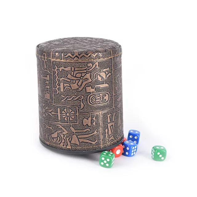 1 pc High Quality Brown Leather Rune Dice Cup PU leather 82x82x91mm S-~-