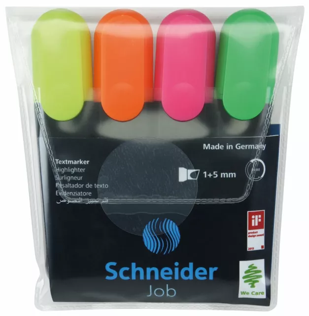 [Ref:1500-5] SCHNEIDER Lot de 5 Etuis de 4 surligneurs "job 150" avec clip pte b