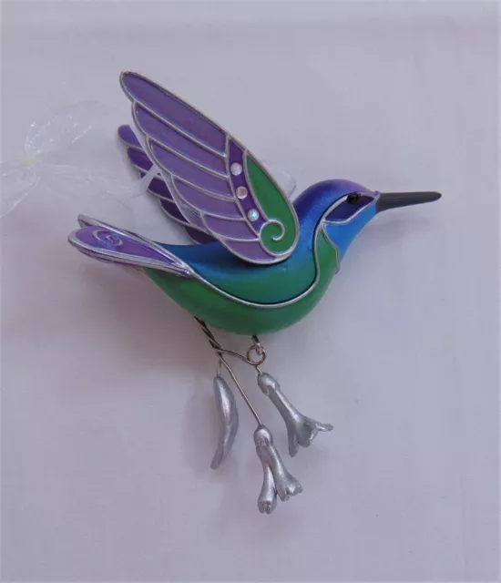 NIB 2018 Hallmark Keepsake Ornament Hummingbird Green Purple Blue Color