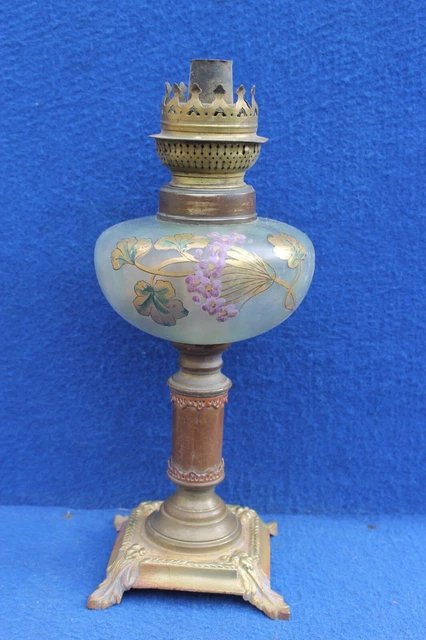 Lampe Pétrole Ancienne Verre Vaseline Glass Électrifié
