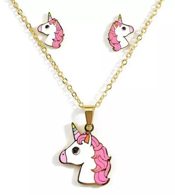 Horse & Western Gifts Accessories Girls Kids Unicorn Necklace & Earrings Set