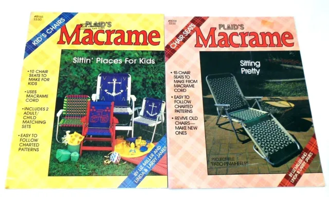 2 sillas de macrame a cuadros bonitas 8058 lugares para sentarse para niños folleto 8165