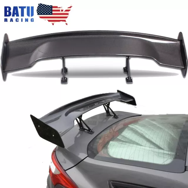 Universal 57INCH JDM Carbon Fiber Rear Trunk Spoiler GT Style+Brackets