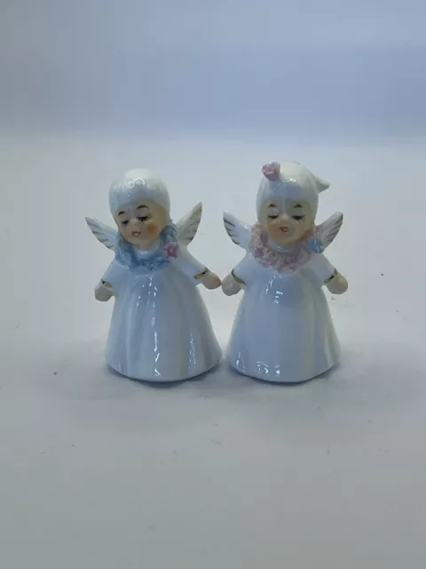 Vintage Miniature Bone China figurines:  Pair of Angels (napcoware)